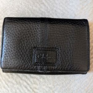 Cole Haan Medium FlapWallet- black leather, 5.5x3.5x1", EUC